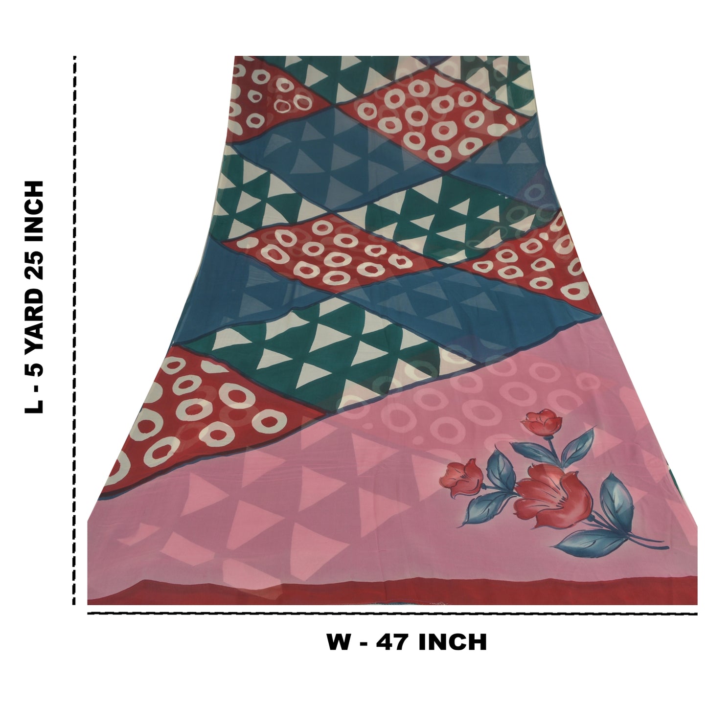 Sanskriti Vintage Sarees Printed Sari Pure Georgette Silk 5YD Soft Craft Sustainable Fabric