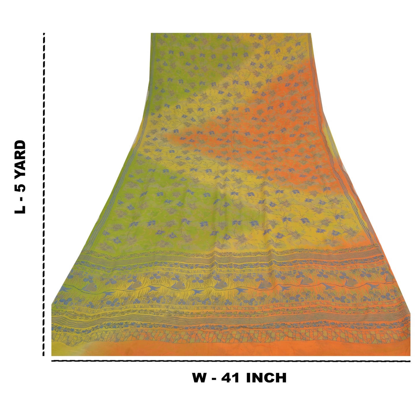 Sanskriti Vintage Indian Sarees Printed Sari Pure Georgette Silk Craft Sustainable Fabric