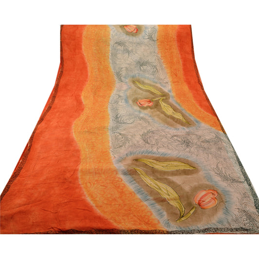 Sanskriti Vintage Saree Pure Georgette Silk Printed Sari Craft Decor Sustainable Fabric