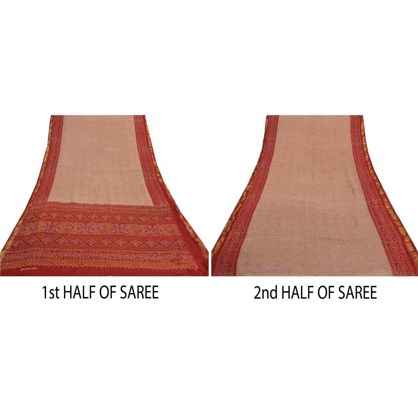 Sanskriti Vintage Pink Sarees Blend Georgette Bandhani Printed Sari Craft Sustainable Fabric