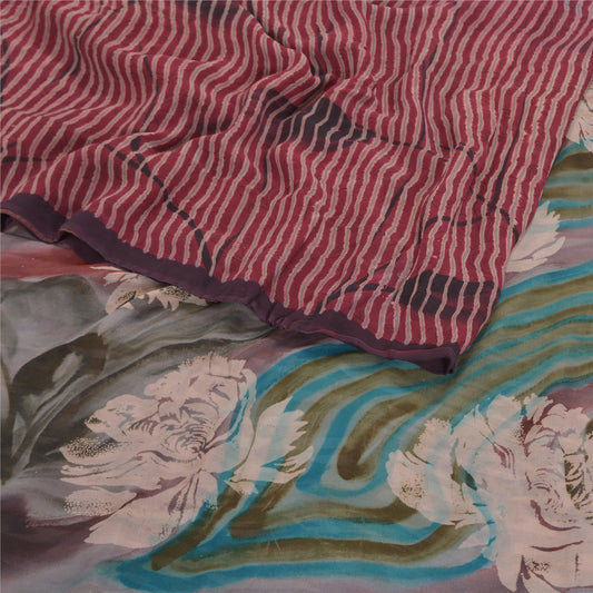 Sanskriti Vintage Indian Sarees Pure Georgette Silk Printed Sari Craft Sustainable Fabric