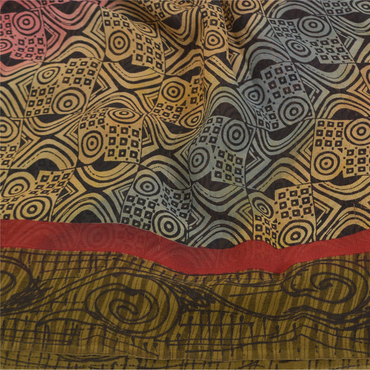 Sanskriti Vintage Indian Sarees Pure Georgette Silk Printed Sari Craft Sustainable Fabric
