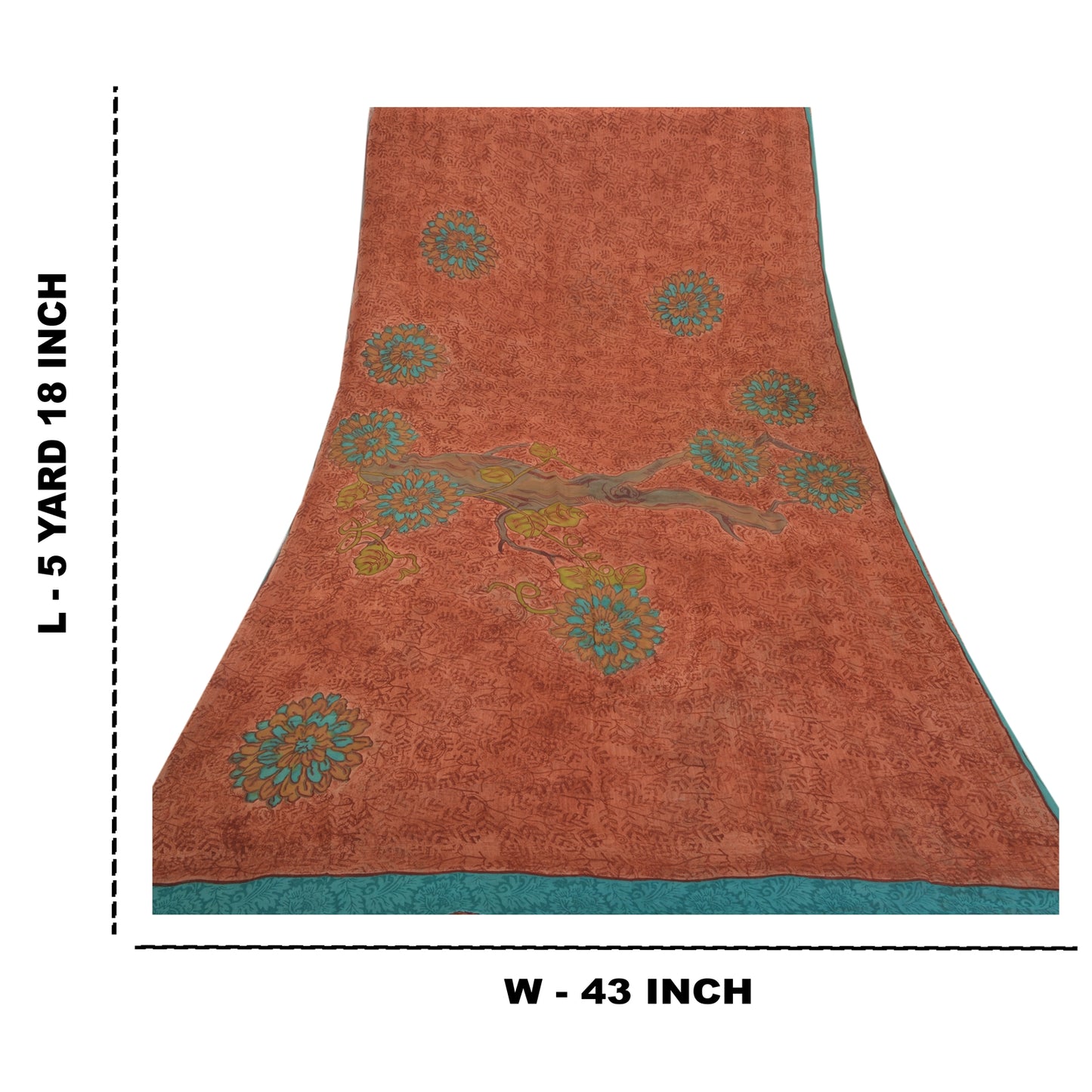 Sanskriti Vintage Brown Sarees Pure Georgette Silk Printed Sari 5YD Craft Sustainable Fabric