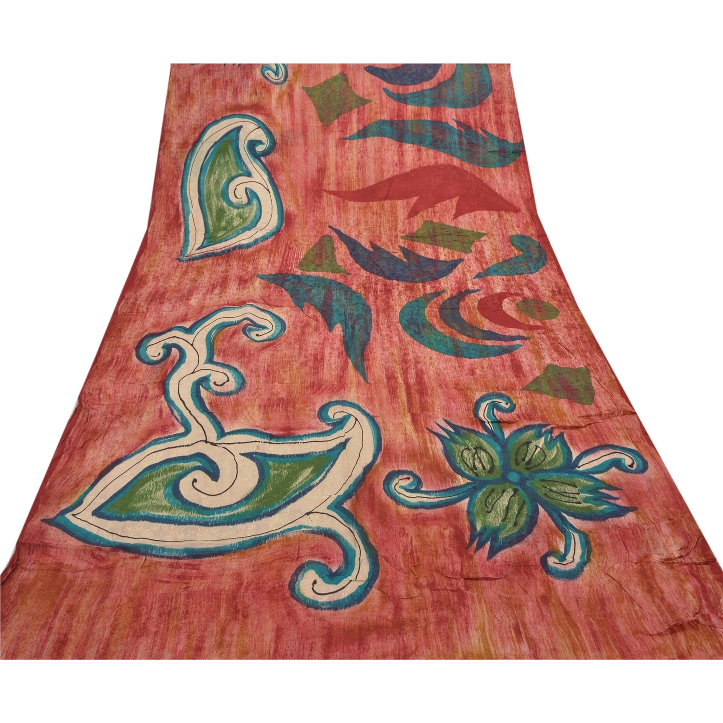 Sanskriti Vintage Rød Indisk Sari Blandet Georgette Trykt Sari 5YD Håndværk Bæredygtigt Stoff