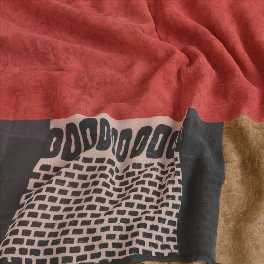 Sanskriti Vintage Indian Sarees Pure Georgette Silk Printed Sustainable Fabric Craft Sari
