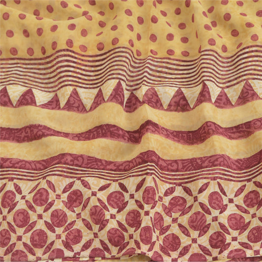 Sanskriti Vintage Dark Red Sarees Pure Georgette Silk Printed Sustainable Fabric Craft Sari