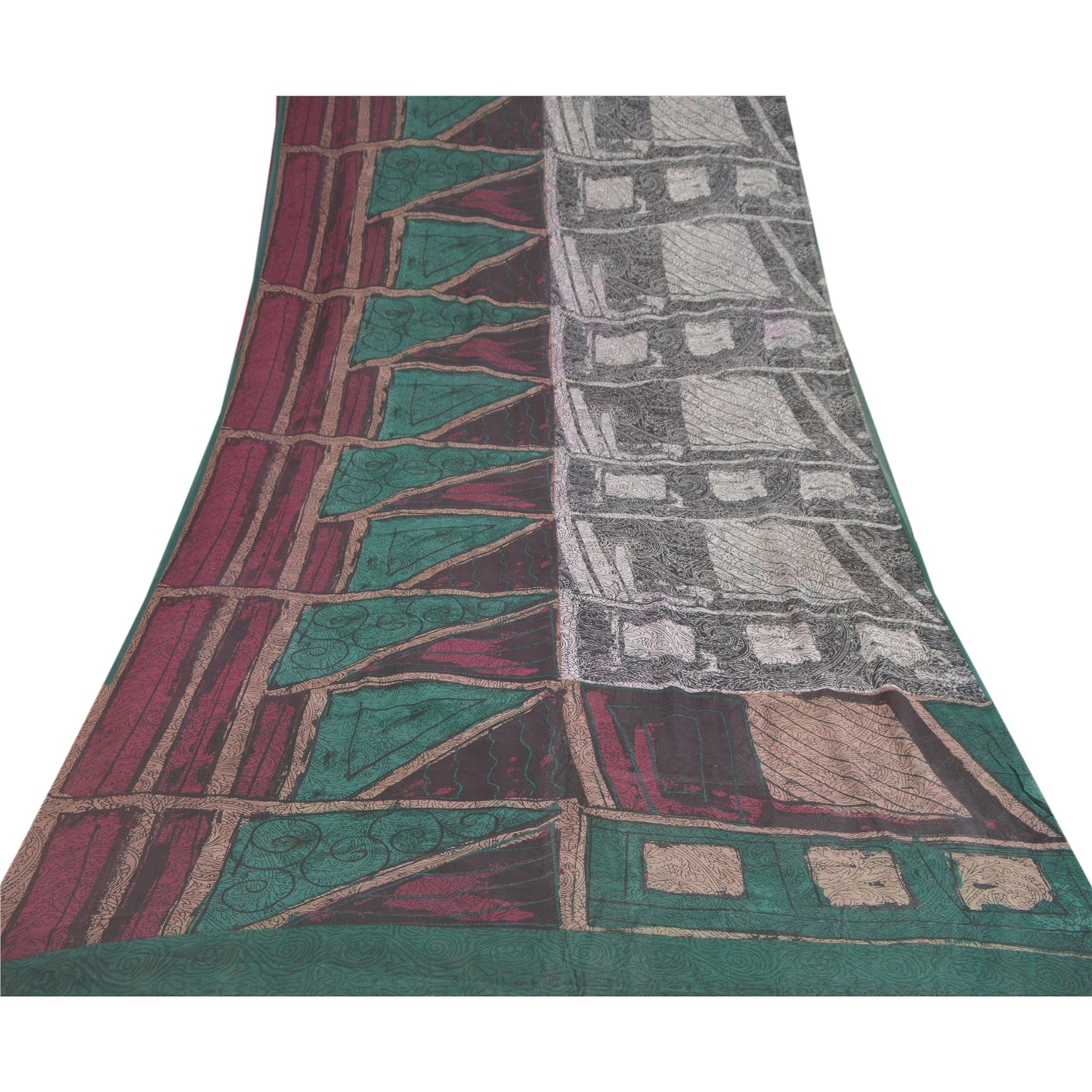 Санскритские винтажные индийские сари из чистого шелка-жоржета с принтом из экологически чистой ткани для рукоделия