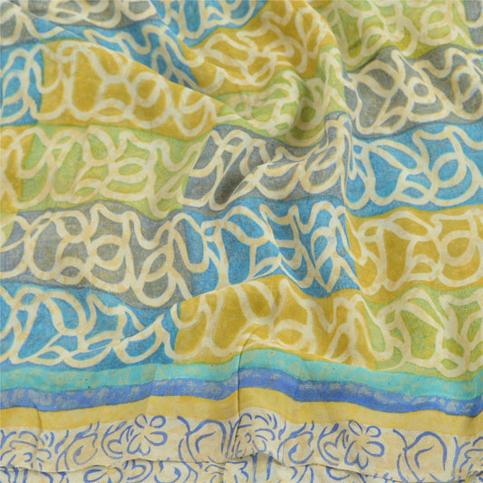 Sanskriti Vintage Indian Sarees Pure Georgette Silk Printed Sustainable Fabric Craft Sari