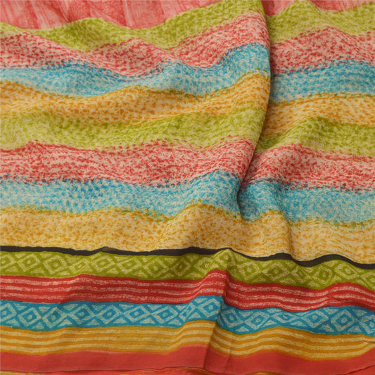 Sanskriti Vintage Indian Sarees Pure Georgette Silk Printed Sustainable Fabric Craft Sari