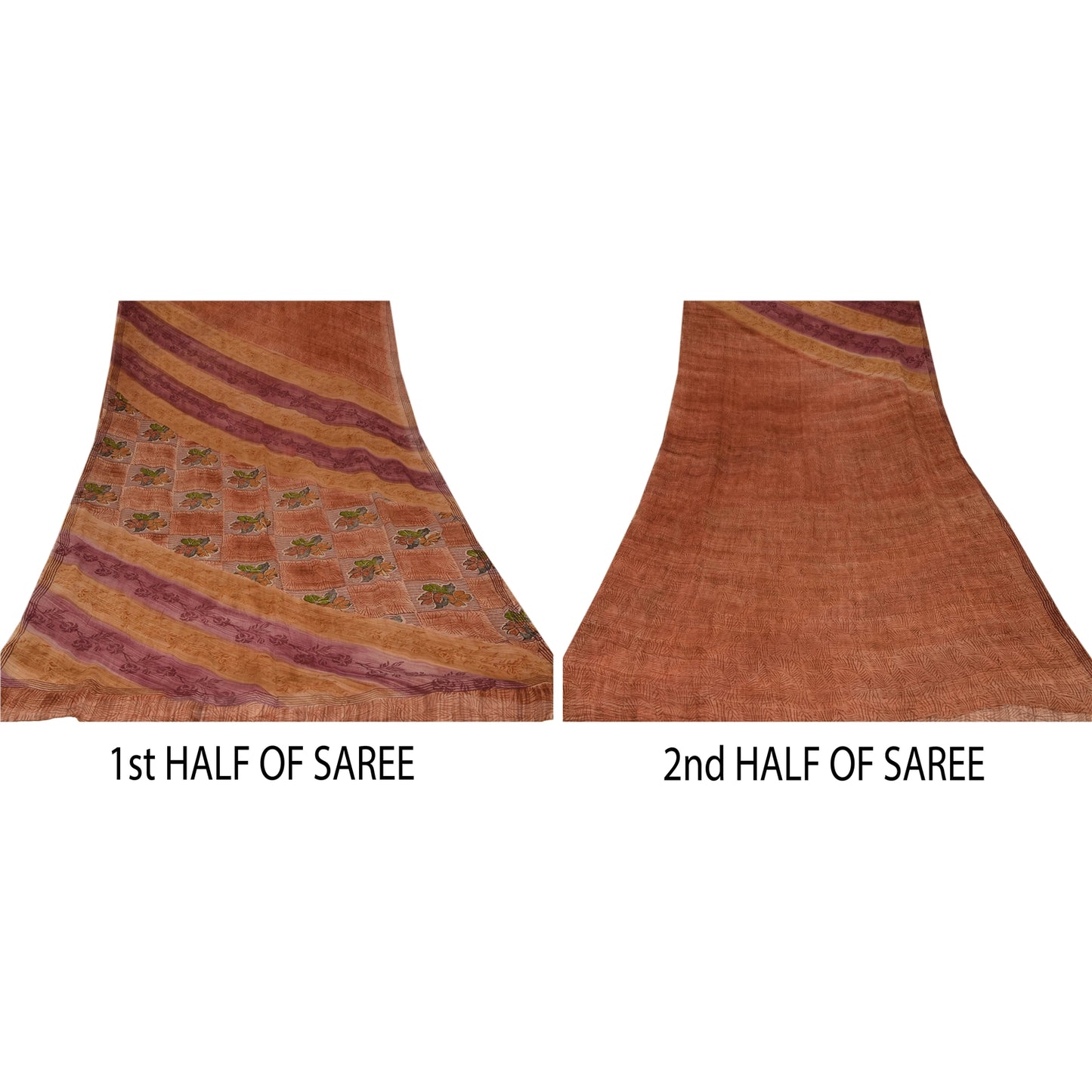 Sanskriti Vintage Multi Color Saree Blend Georgette Printed Craft 5 Yard Sari