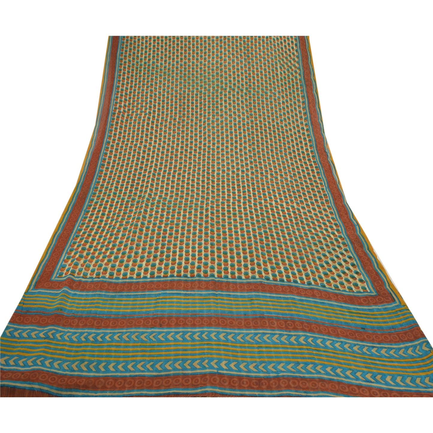 Sanskriti Vintage Blå Sarier Ren Georgette Silke Trykt Sari Blødt Håndværk Bæredygtigt Stoff