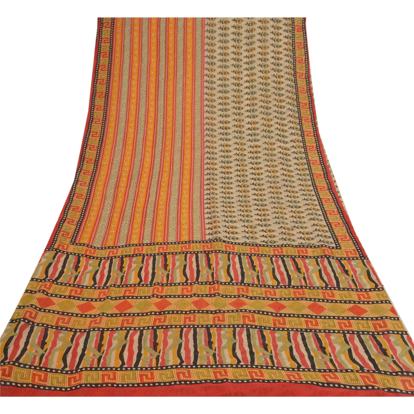 Sanskriti Vintage Indian Sarees Pure Georgette Silk Printed Sari Craft Sustainable Fabric