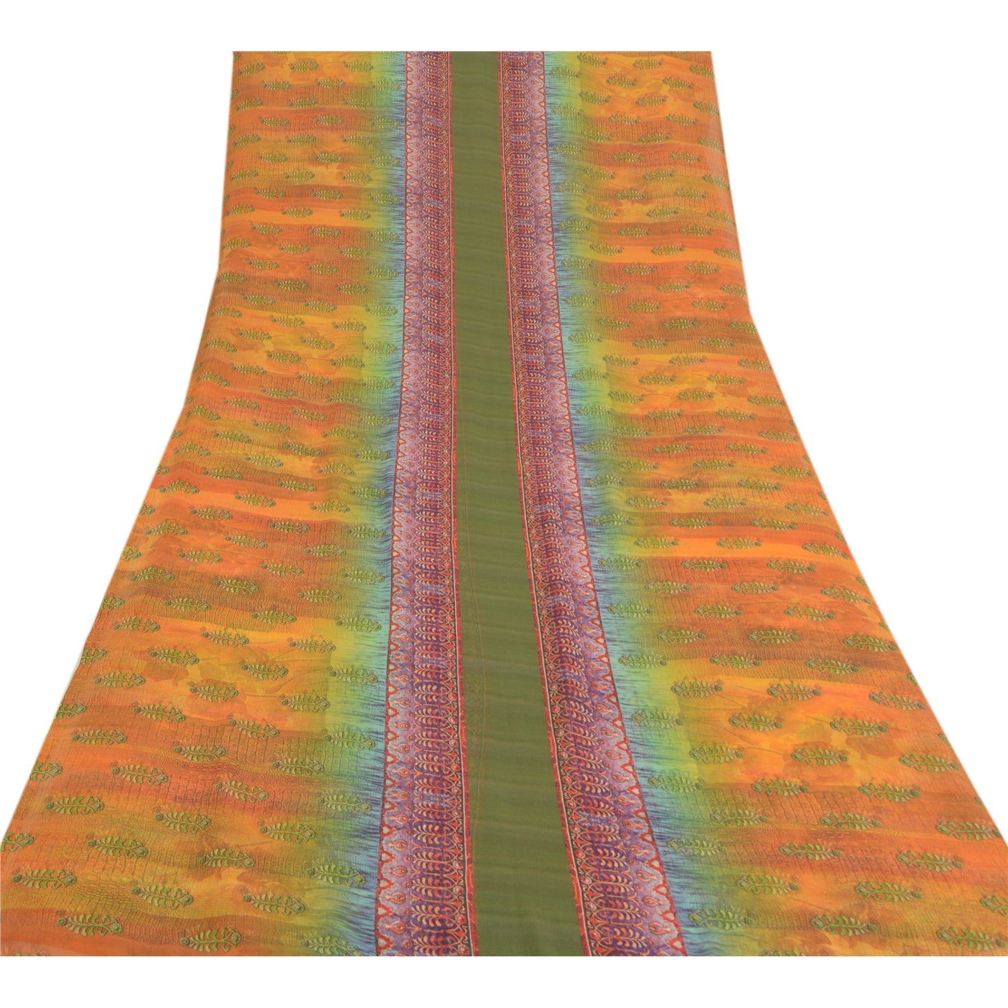 Sanskriti Vintage Indian Sarees Georgette Floral Printed Sari 5yd Craft Sustainable Fabric