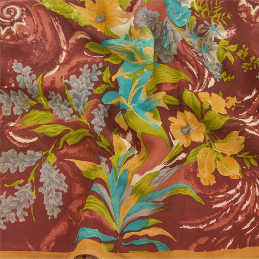 Sanskriti Vintage Indian Sarees Pure Georgette Silk Printed Sari Decor Sustainable Fabric