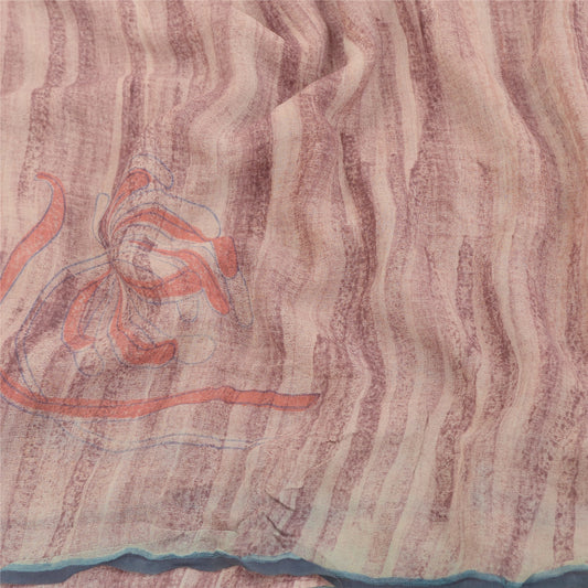 Sanskriti Vintage Dusty Pink Sarees Pure Georgette Silk Print Sari Craft Sustainable Fabric