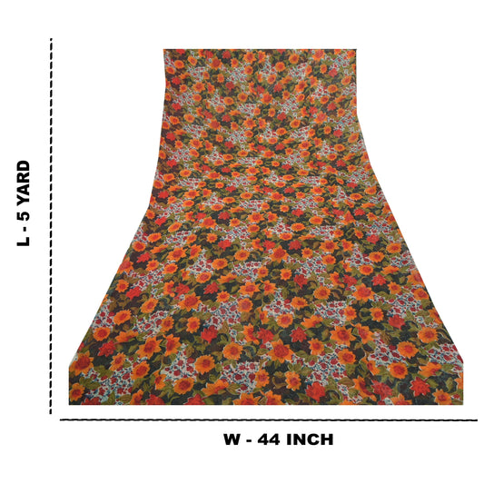 Sanskriti Vintage Sarees Georgette Digitaltrykt Sari Dekor 5YD Håndværk Bæredygtigt Stof