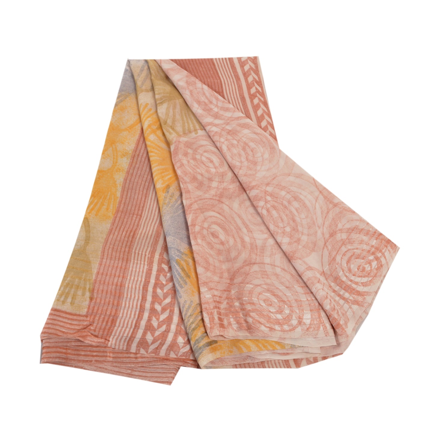 Sanskriti Vintage Pink Sarees Pure Georgette Silk Printed Sari 5yd Craft Sustainable Fabric