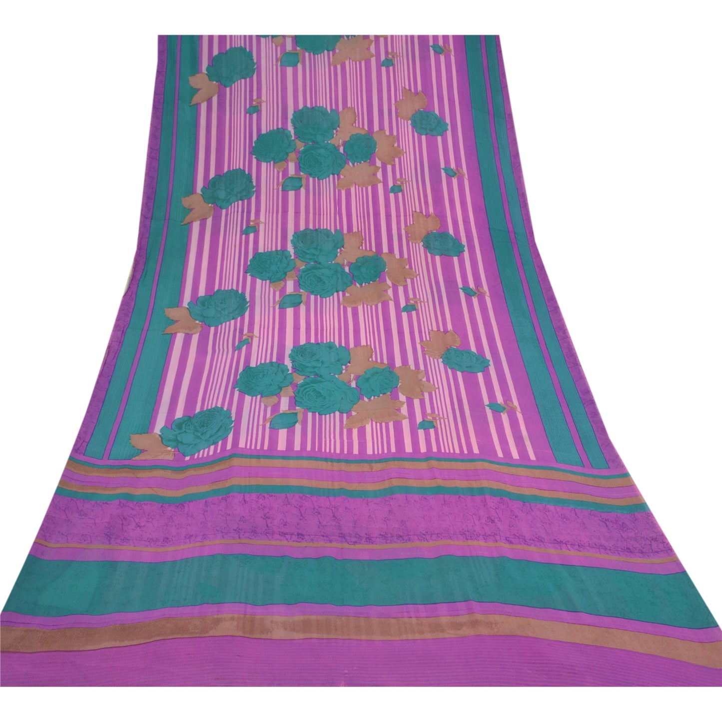 Sanskriti Vintage Purple Sarees Pure Georgette Silk Digital Printed Sari Sustainable Fabric