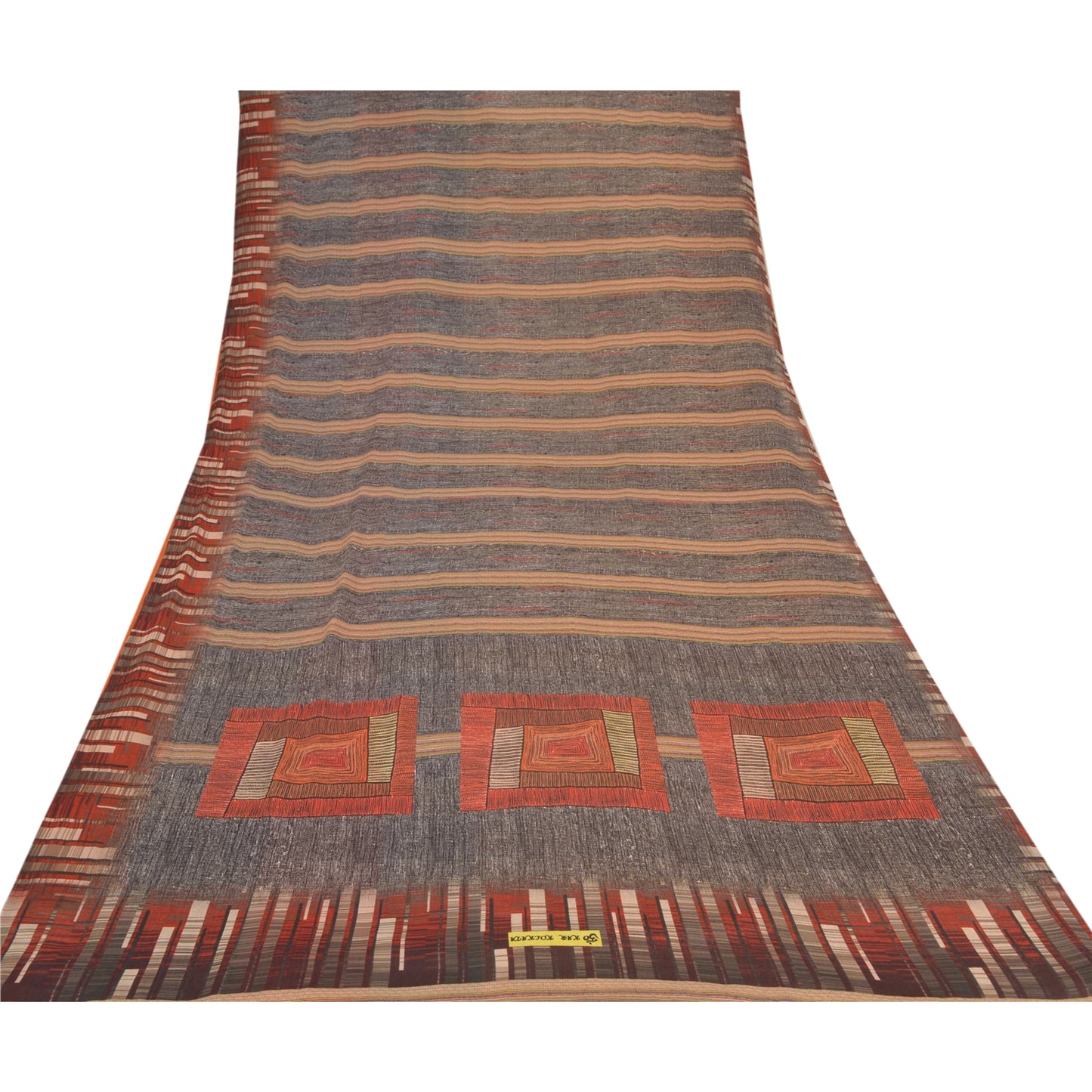 Sanskriti Vintage Black Sarees Poly Georgette Printed Sari 5yd Soft Craft Sustainable Fabric