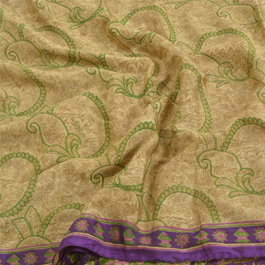 Sanskriti Vintage Green Sarees Poly Georgette Printed Sari Soft Craft Sustainable Fabric