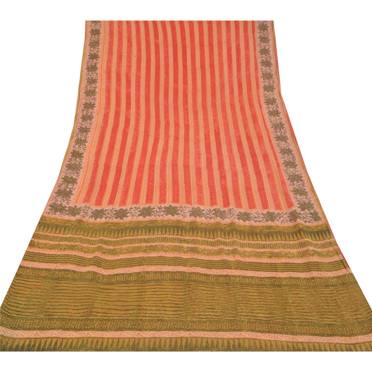 Sanskriti Vintage Red Sarees 100% Pure Georgette Printed Sari Craft Sustainable Fabric