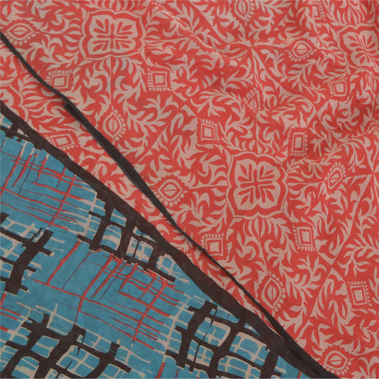 Sanskriti Vintage Red Sarees 100% Pure Georgette Printed 5YD Sari Craft Sustainable Fabric