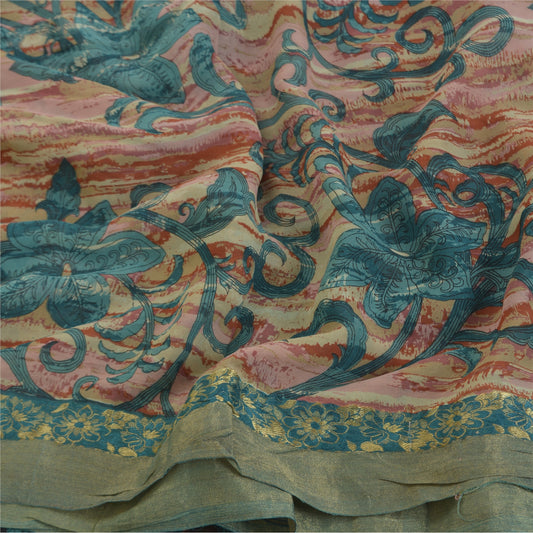 Sanskriti Vintage Multi-color Sarees Pure Georgette Printed Sari Craft Sustainable Fabric