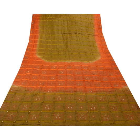 Sanskriti Vintage Indian Saree 100% Pure Silk Hand Beaded Sustainable Fabric Premium Ethnic Sari