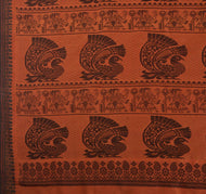 Sanskriti Vintage Indian Saree Art Silk Woven Orange Craft Fabric Baluchari Sari