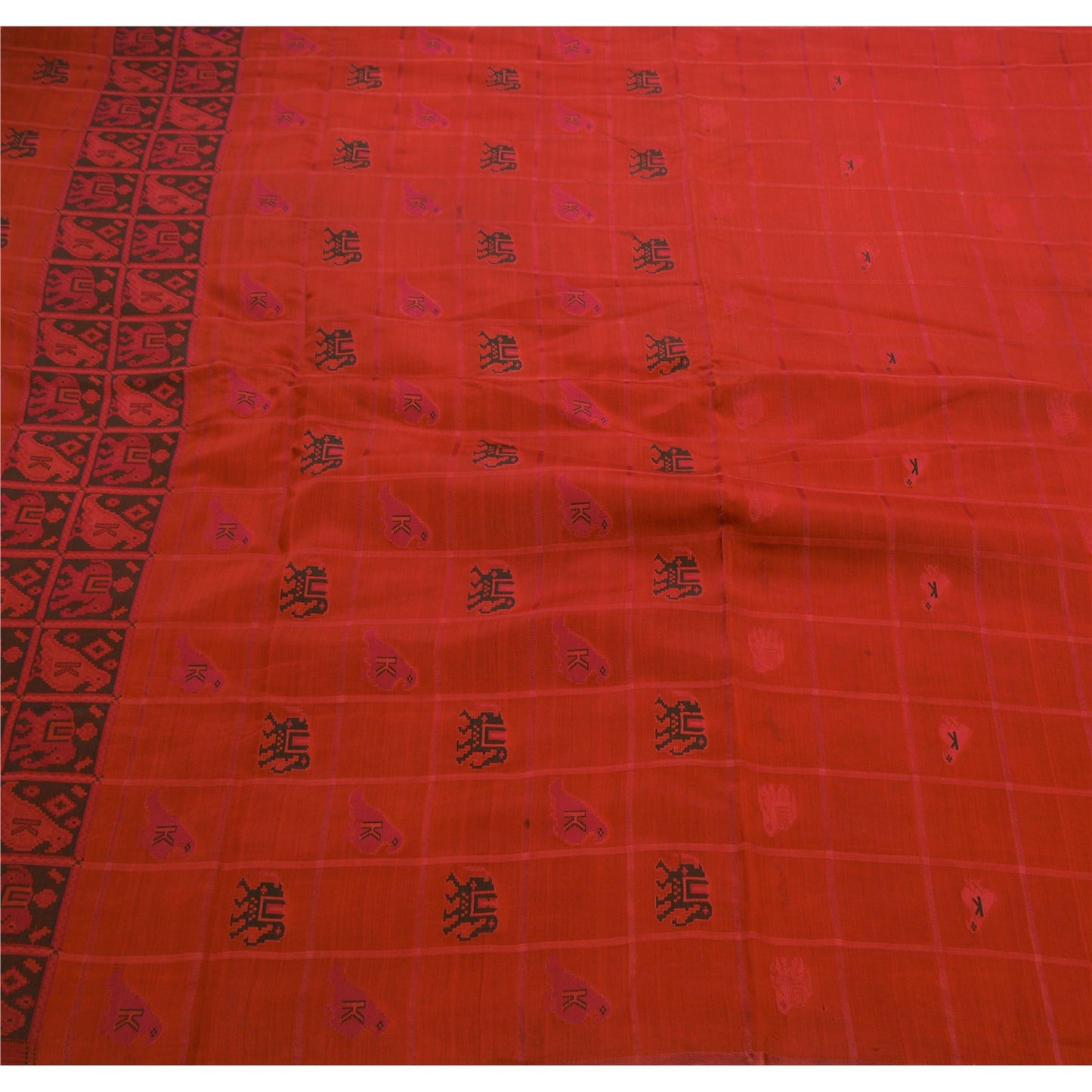 Sanskriti Vintage Indian Saree Blend Cotton Woven Craft Sustainable Fabric Premium Sari