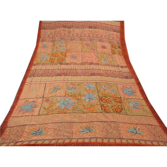 Sanskriti Vintage Indian Saree Art Silk Hand Beaded Sustainable Fabric Premium Ethnic Sari