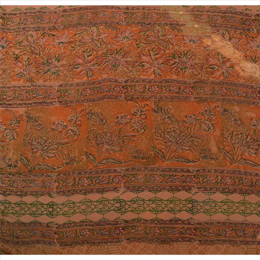 Sanskriti Vintage Indian Saree 100% Pure Crepe Silk Embroidered Sustainable Fabric Sari