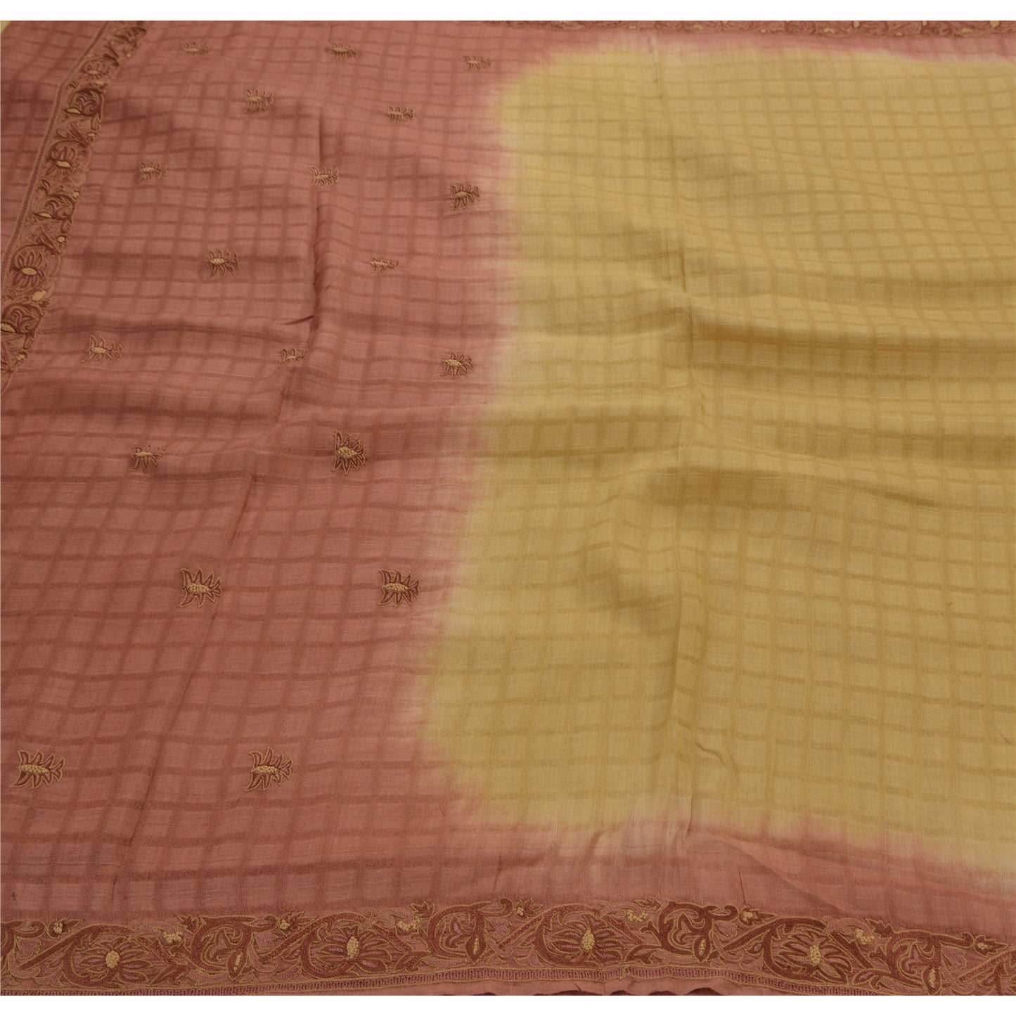 Sanskriti Vintage Saree 100% Pure Silk Hand Embroidered Green Sustainable Fabric Premium Cultural Sari