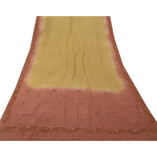 Sanskriti Vintage Saree 100% Pure Silk Hand Embroidered Green Sustainable Fabric Premium Cultural Sari