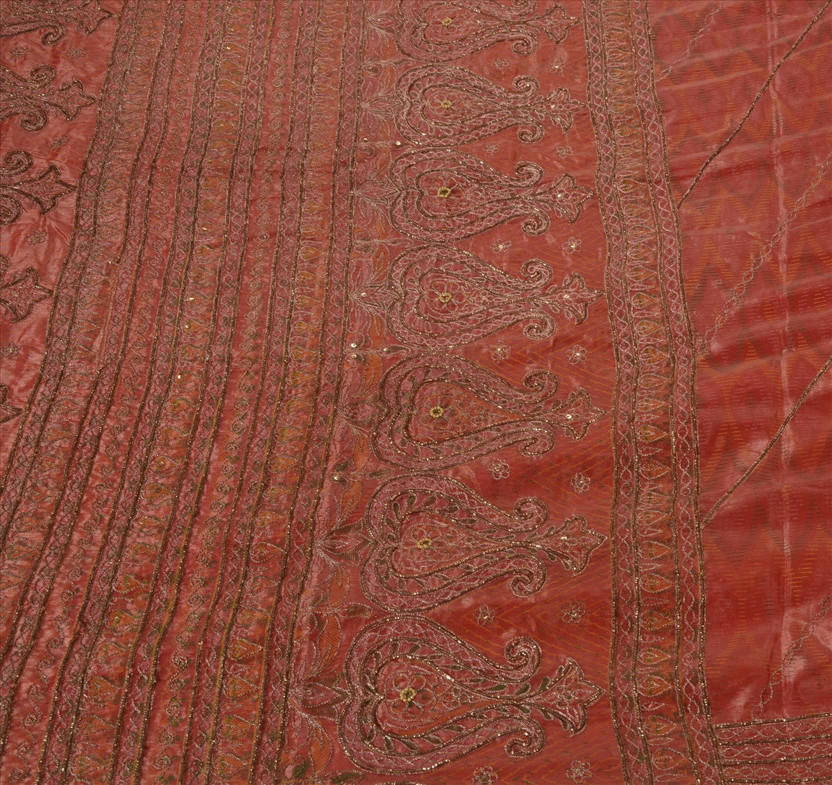 Sanskriti Vintage Indian Saree Art Silk Hand Beaded Painted Sustainable Fabric Ethnic Sari