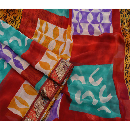 Sanskriti Vintage Saree Georgette Embroidered Sustainable Fabric Premium Ethnic Sari with Blouse Piece