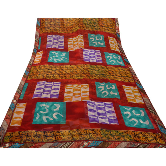 Sanskriti Vintage Saree Georgette Embroidered Sustainable Fabric Premium Ethnic Sari with Blouse Piece