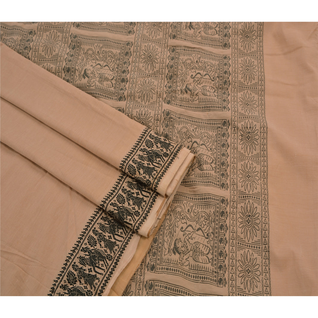 Indian Saree Cotton Woven Craft Fabric Premium Baluchari Sari