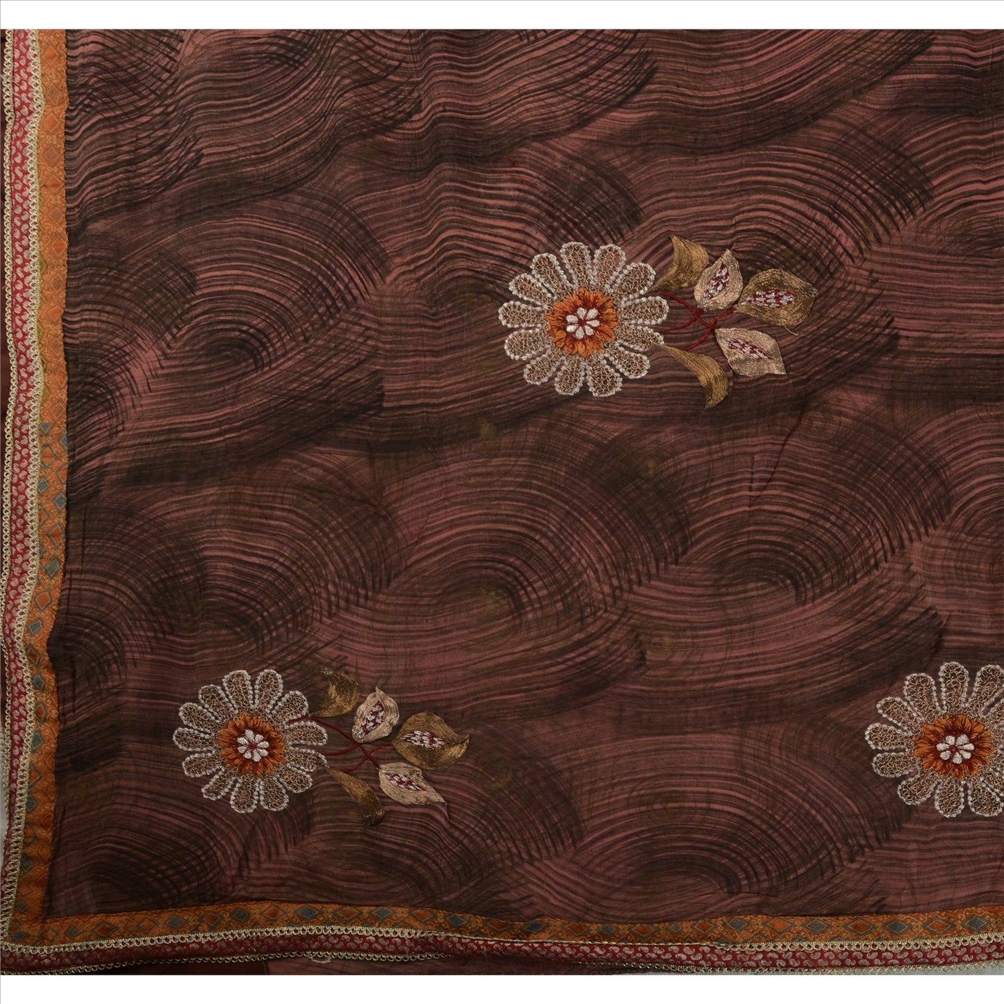 Sanskriti Vintage Indian Saree Blend Georgette Embroidered Sustainable Fabric Ethnic Sari