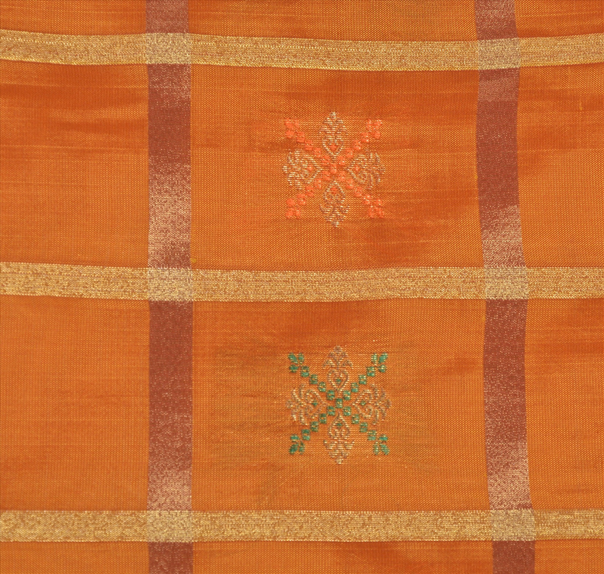 Sanskriti Vintage Indian Saree Art Silk Woven Saffron Craft Sustainable Fabric Ethnic Sari