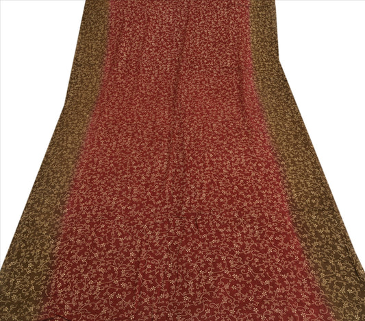 Sanskrirti Vintage Indian Saree Cotton Beaded Maroon Craft Sustainable Fabric Cultural Sari