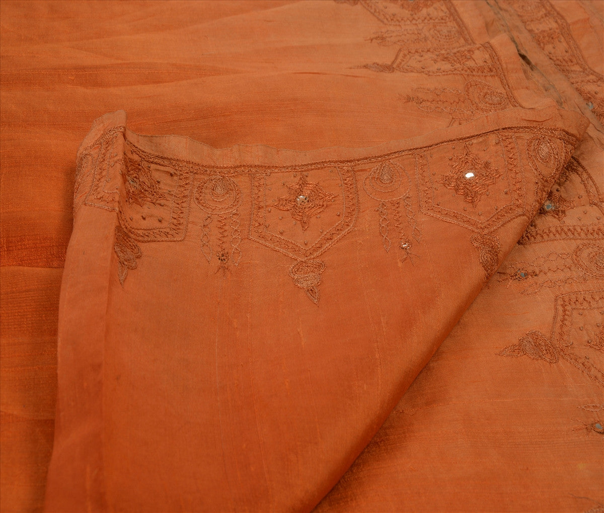 Sanskriti Vintage Indian Saree 100% Pure Silk Hand Embroidered Craft Sustainable Fabric Sari