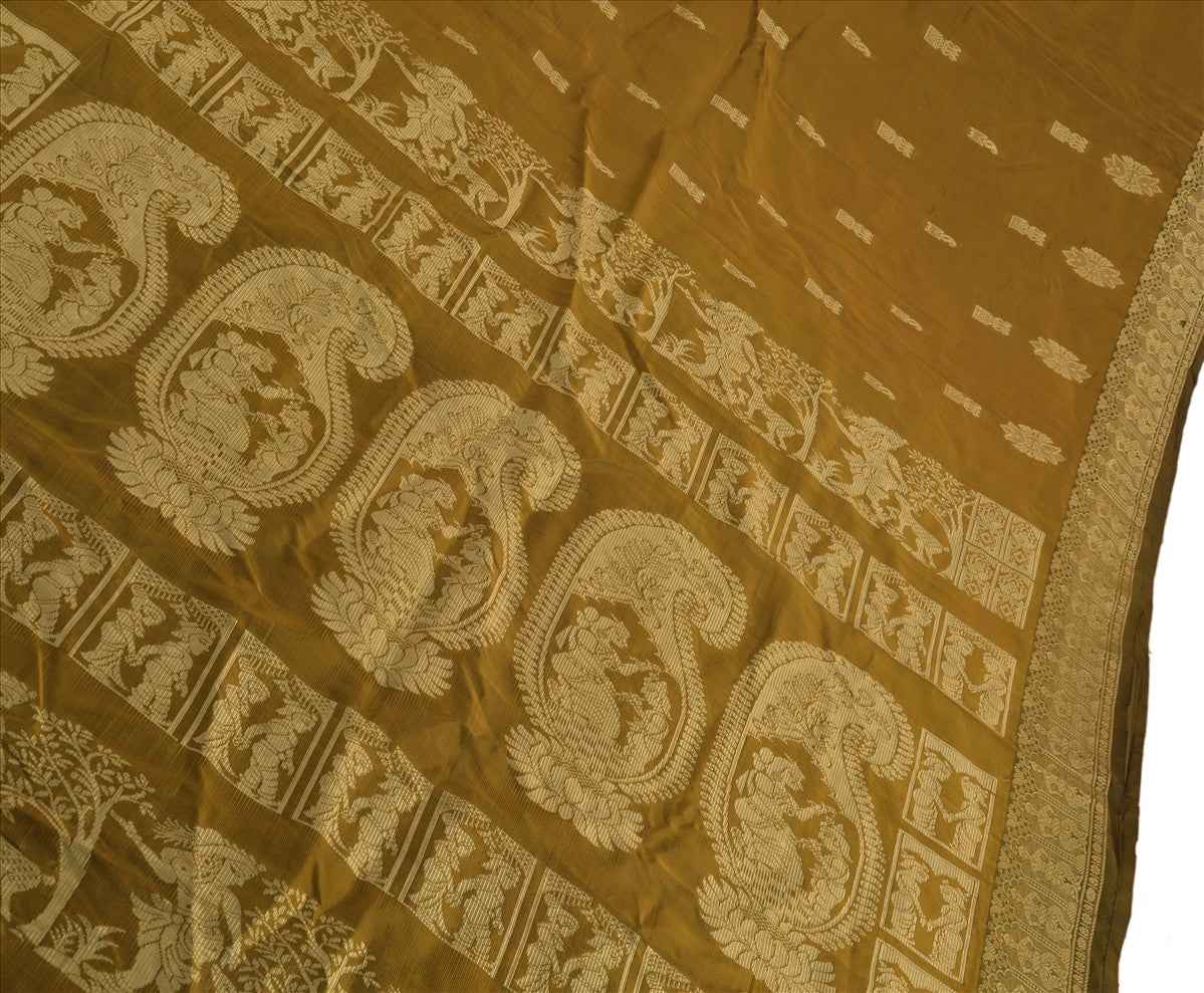 Sanskriti Vintage Indian Saree Art Silk Woven Craft Sustainable Fabric Baluchari Ethnic Sari