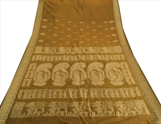 Sanskriti Vintage Indian Saree Art Silk Woven Craft Sustainable Fabric Baluchari Ethnic Sari