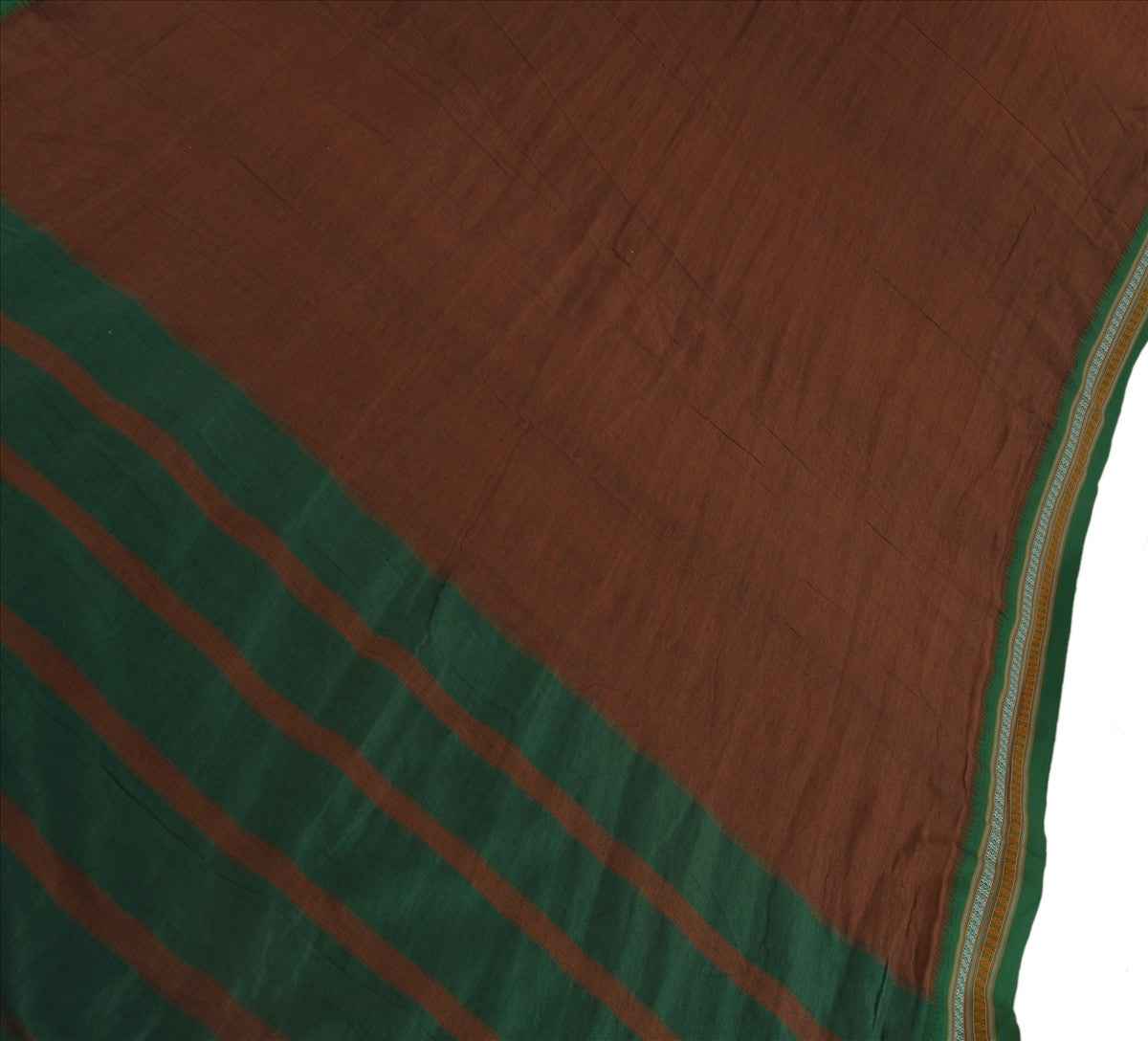 Sanskriti Vintage Indian Saree Art Silk Woven Green Craft Sustainable Fabric Sari