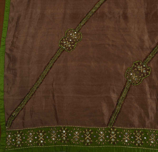 Sanskriti Vintage Indian Saree 100% Pure Silk Hand Embroidery Craft Sustainable Fabric Sari