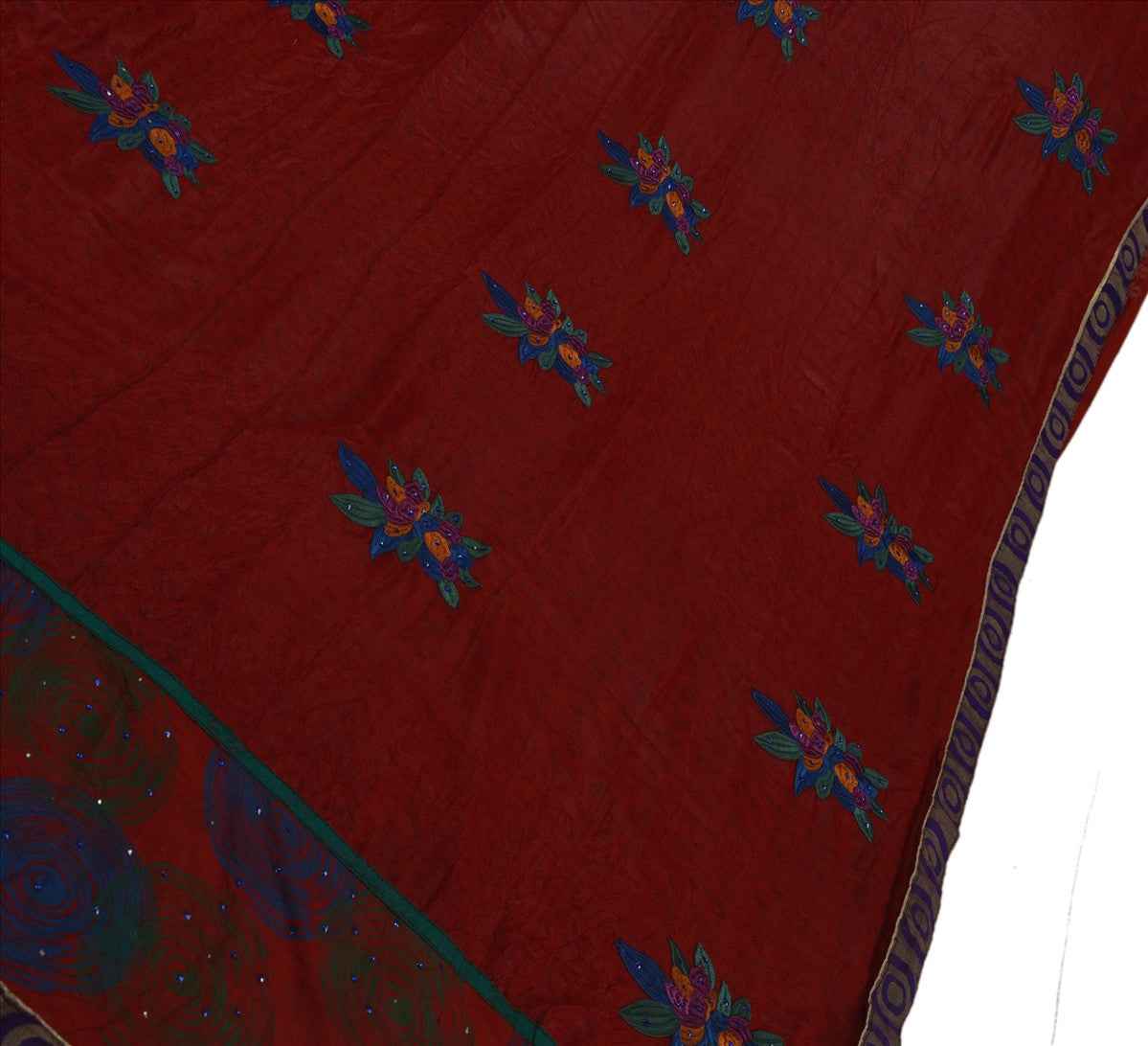 Sanskriti Vintage Indian Saree Art Silk Hand Beaded Craft Sustainable Fabric Cultural Sari