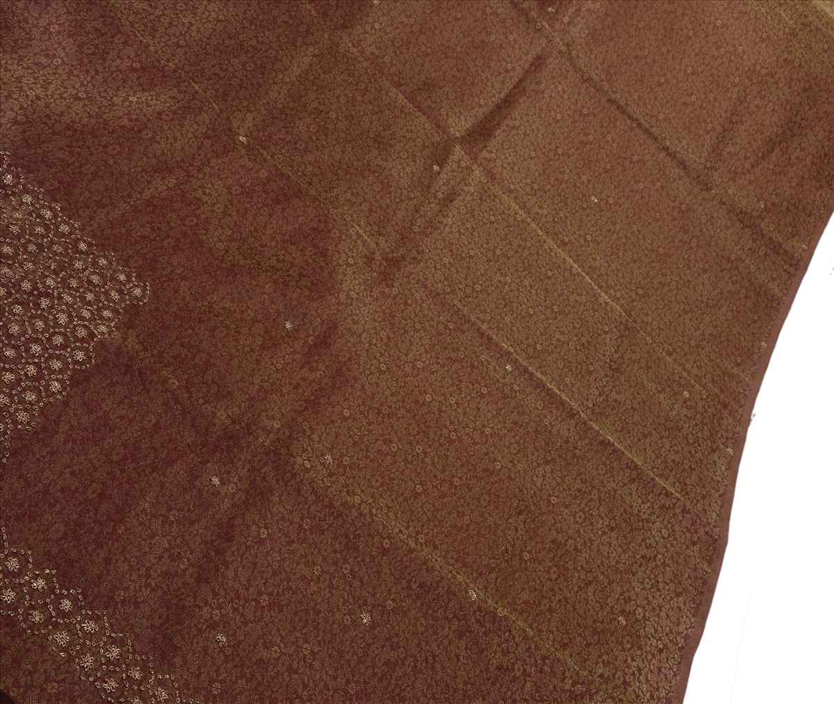 Sanskriti Vintage Antique Vintage Indian Saree Tissue Silk Hand Embroidery Craft Sustainable Fabric Sari