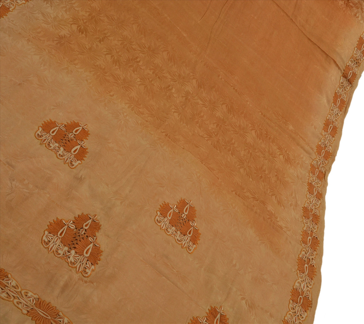 Sanskriti Vintage Indian Saree 100% Pure Crepe Silk Embroidery Craft Sustainable Fabric Sari