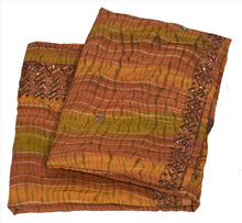 Load image into Gallery viewer, Vintage Indian Saree 100% Pure Crepe Silk Hand Beaded Craft Fabric Leheria Sari
